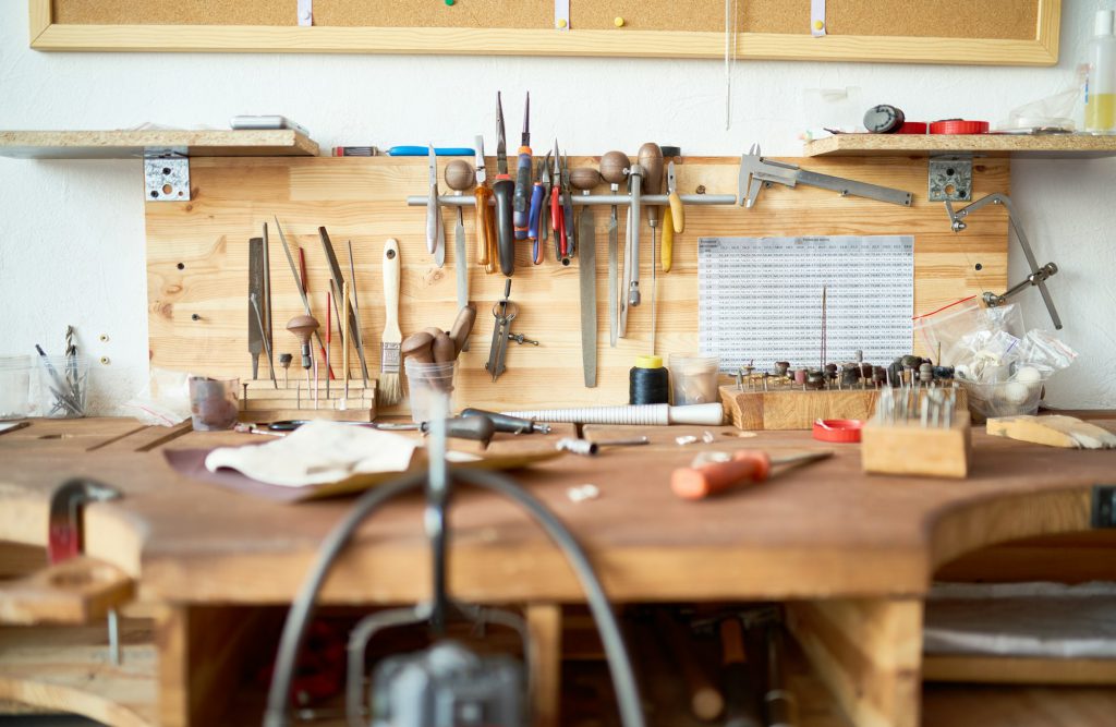 Workshop Table with Tools